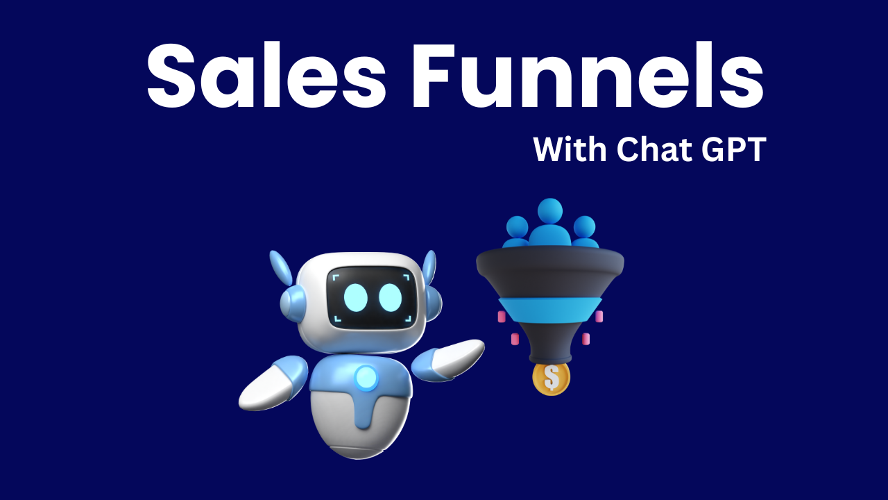 "Sales Funnels with ChatGPT" with AI robot and sales funnel icon
